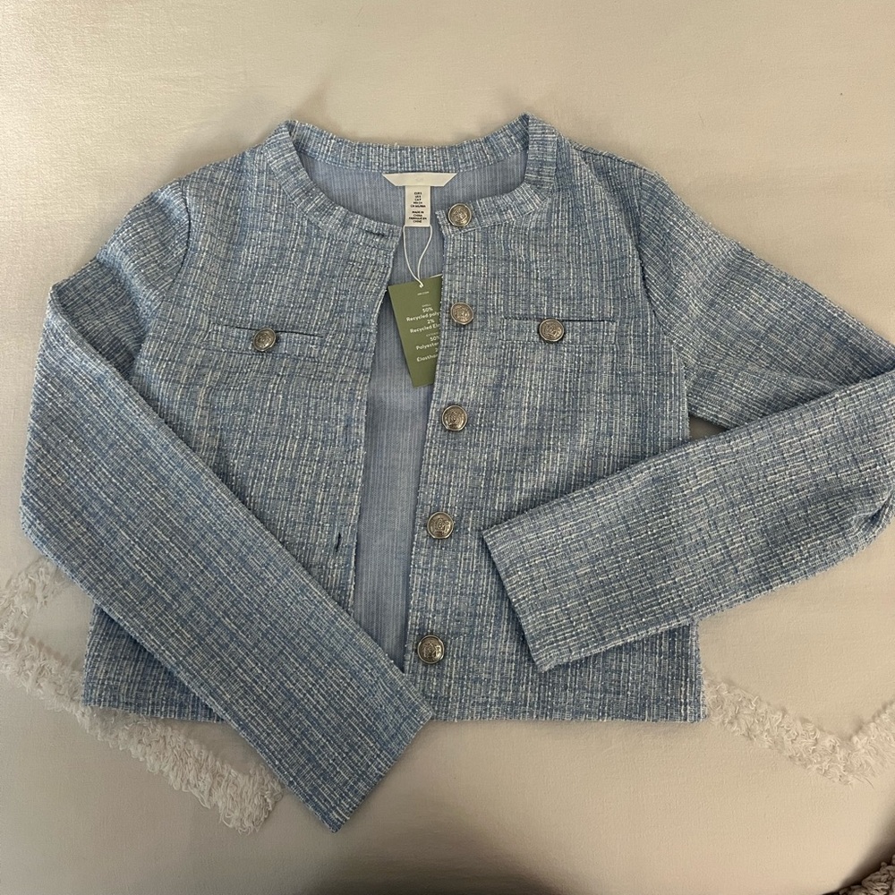 Blue Knit Button Cardigan